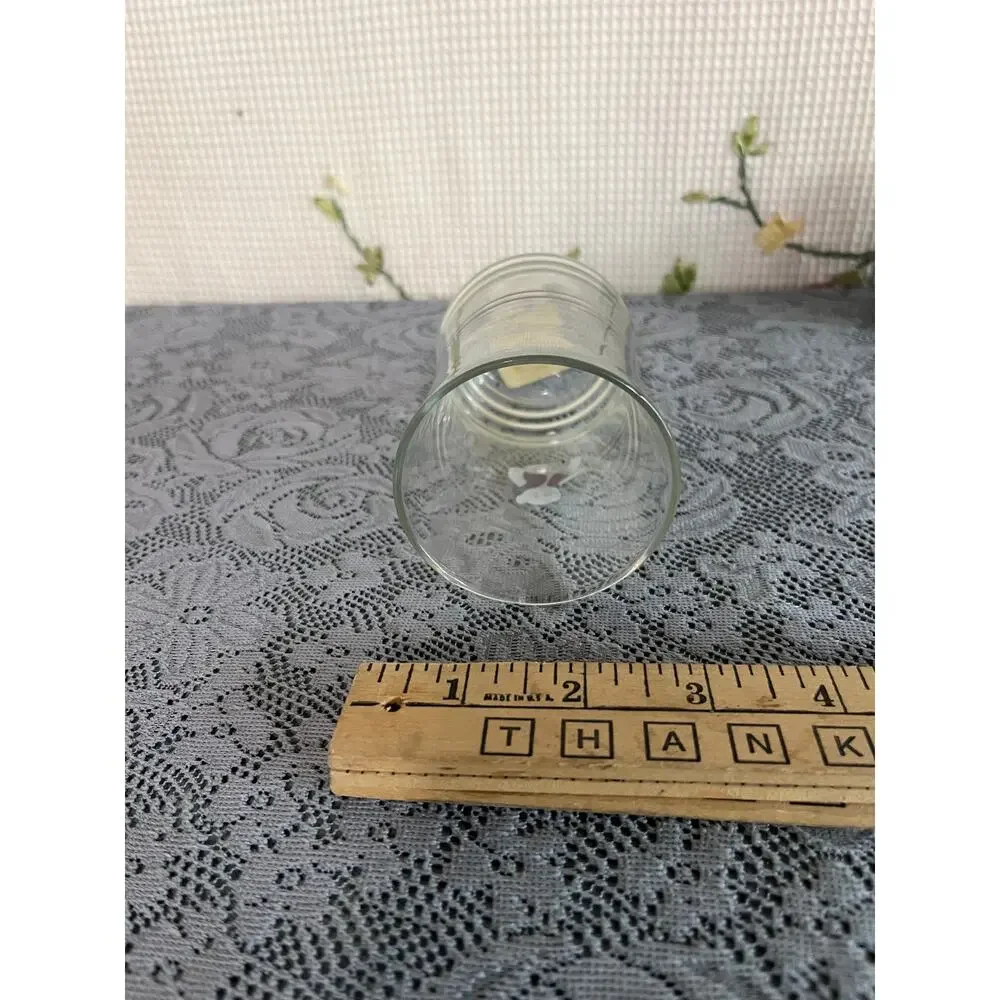 Vintage Teddy Bear Juice Glass Small Tumbler Pink Stripe Bands Retro Nursery